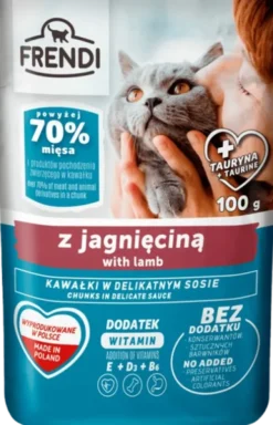 Frendi Kawałki z Jagnięciną w Delikatnym Sosie Mokra Karma dla kota op. 100g Pakiet 24szt.