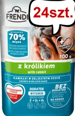 Frendi Kawałki z Królikiem w Delikatnym Sosie Mokra Karma dla kota op. 100g Pakiet 24szt.