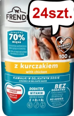 Frendi Kawałki z Kurczakiem w Delikatnym Sosie Mokra Karma dla kota op. 100g Pakiet 24szt.