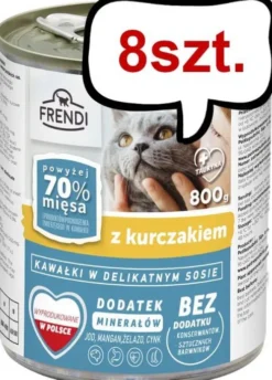 Frendi Kawałki z Kurczakiem w Delikatnym Sosie Mokra Karma dla kota op. 800g Pakiet 8szt.