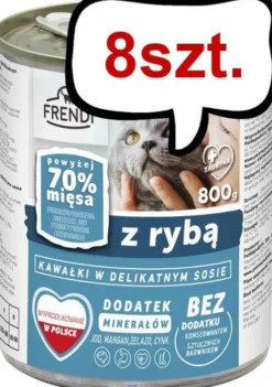 Frendi Kawałki z Rybą w Delikatnym Sosie Mokra Karma dla kota op. 800g Pakiet 8szt.