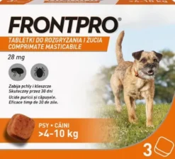 Frontpro Tabletka na kleszcze i pchły M 28.3mg dla psa o wadze 4kg-10kg op. 3szt.