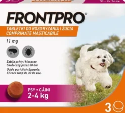 Frontpro Tabletka na kleszcze i pchły S 11.3mg dla psa o wadze 2kg-4kg op. 3szt.