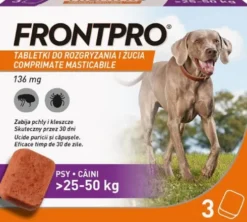 Frontpro Tabletka na kleszcze i pchły XL 136mg dla psa o wadze 25kg-50kg op. 3szt.