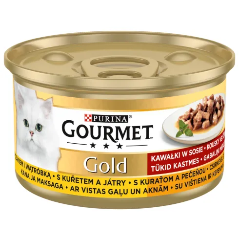 Gourmet Gold Adult Kurczak z wątróbką w sosie Mokra Karma dla kota op. 85g Pakiet 12szt