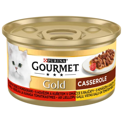 Gourmet Gold Adult Wołowina i kurczak w sosie z pomidorami Mokra Karma dla kota op. 85g Pakiet 12szt