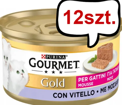 Gourmet Gold Kitten Mus z cielęciną Mokra Karma dla kota op. 85g Pakiet 12szt.