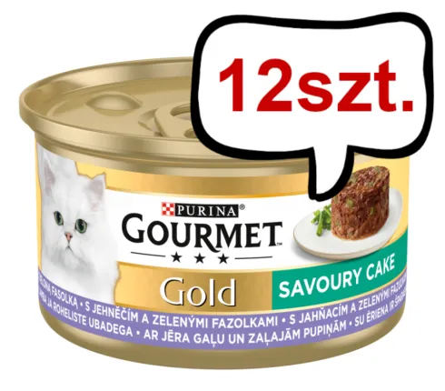Gourmet Gold Savoury Cake Jagnięcina z zieloną fasolą Mokra Karma dla kota op. 85g Pakiet 12szt