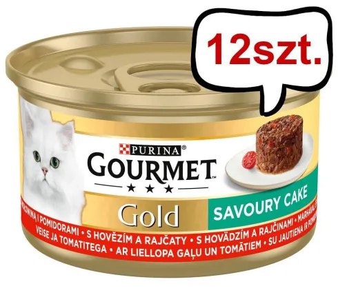 Gourmet Gold Savoury Cake Wołowina z pomidorami Mokra Karma dla kota op. 85g Pakiet 12szt.