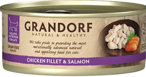 Grandorf Adult Chicken&Salmon Fillet Mokra karma dla kota op. 70g Pakiet 6szt.