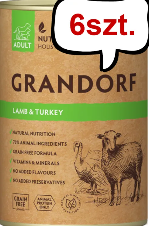 Grandorf Adult Lamb&Turkey Mokra karma dla kota op. 400g Pakiet 6szt.