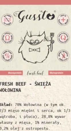 Gussto Fresh Beef Mokra Karma dla kota op. 200g Pakiet 6szt.