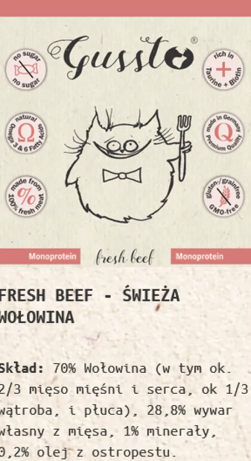 Gussto Fresh Beef Mokra Karma dla kota op. 85g