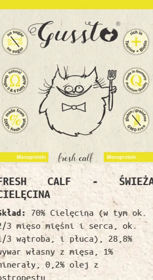 Gussto Fresh Calf Mokra Karma dla kota op. 85g Pakiet 8szt.