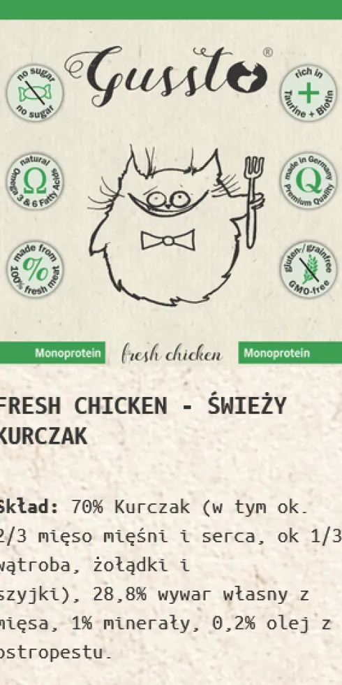 Gussto Fresh Chicken Mokra Karma dla kota op. 200g