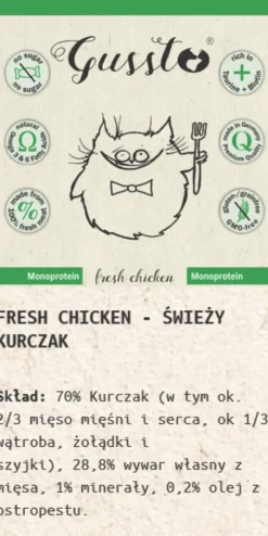 Gussto Fresh Chicken Mokra Karma dla kota op. 400g