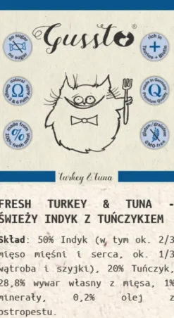 Gussto Fresh Turkey&Tuna Mokra Karma dla kota op. 400g