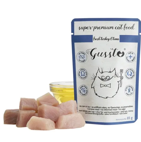 Gussto Fresh Turkey&Tuna Mokra Karma dla kota op. 85g Pakiet 8szt.