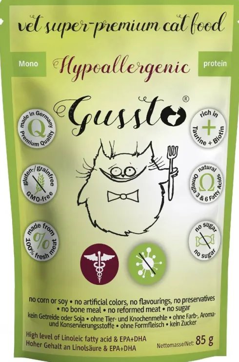 Gussto Vet Hypoallegrenic Mokra Karma dla kota op. 85g Pakiet 8szt.