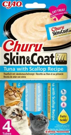 Inaba Ciao Churu Skin&Coat Tuna&Scallop Przysmak dla kota op. 4x14g