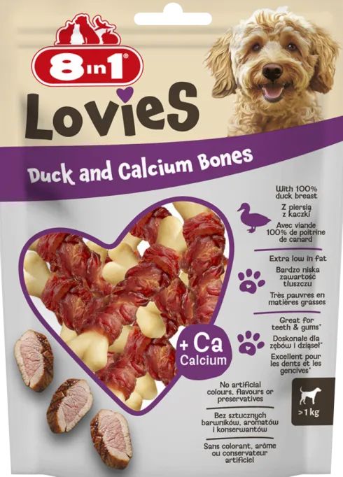8in1 Lovies Duck and Calcium Bones Przysmak dla psa op. 80g