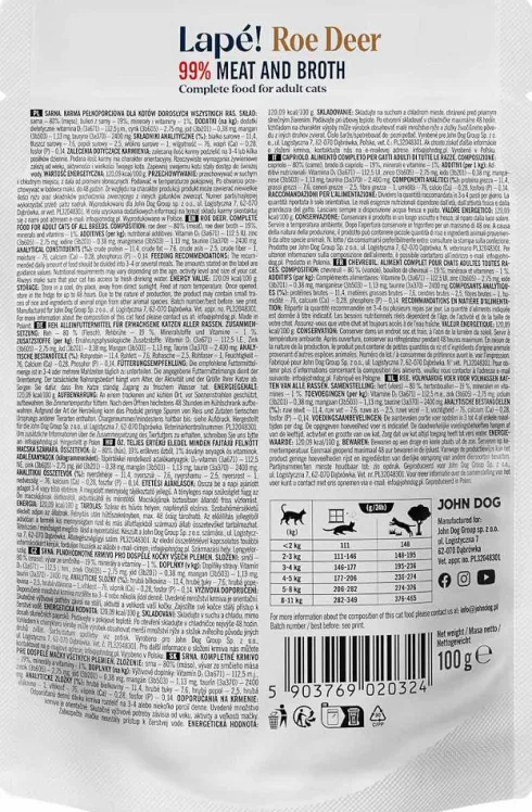 John Dog Adult Lapé Sarna Mokra Karma dla kota op. 100g Pakiet 10szt.