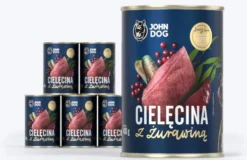 John Dog Berry line Adult Cielęcina z żurawiną Mokra Karma dla psa op. 400g Pakiet 6szt.