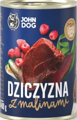 John Dog Berry line Adult Dziczyzna z malinami Mokra Karma dla psa op. 400g