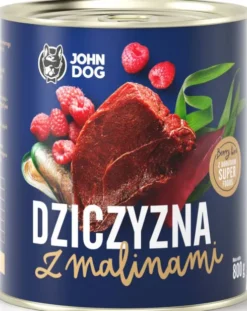 John Dog Berry line Adult Dziczyzna z malinami Mokra Karma dla psa op. 800g Pakiet 6szt.