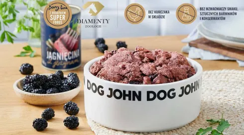John Dog Berry line Adult Jagnięcina z jeżynami Mokra Karma dla psa op. 400g Pakiet 6szt.