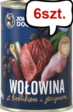 John Dog Berry line Puppy Wołowina z Królikiem i jeżynami Mokra Karma dla szczeniąt op. 400g Pakiet 6szt.