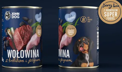 John Dog Berry line Puppy Wołowina z Królikiem i jeżynami Mokra Karma dla szczeniąt op. 400g Pakiet 6szt.
