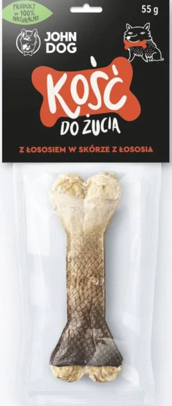 John Dog Kość z łososiem w skórze łososia dla psa 12cm op. 55g