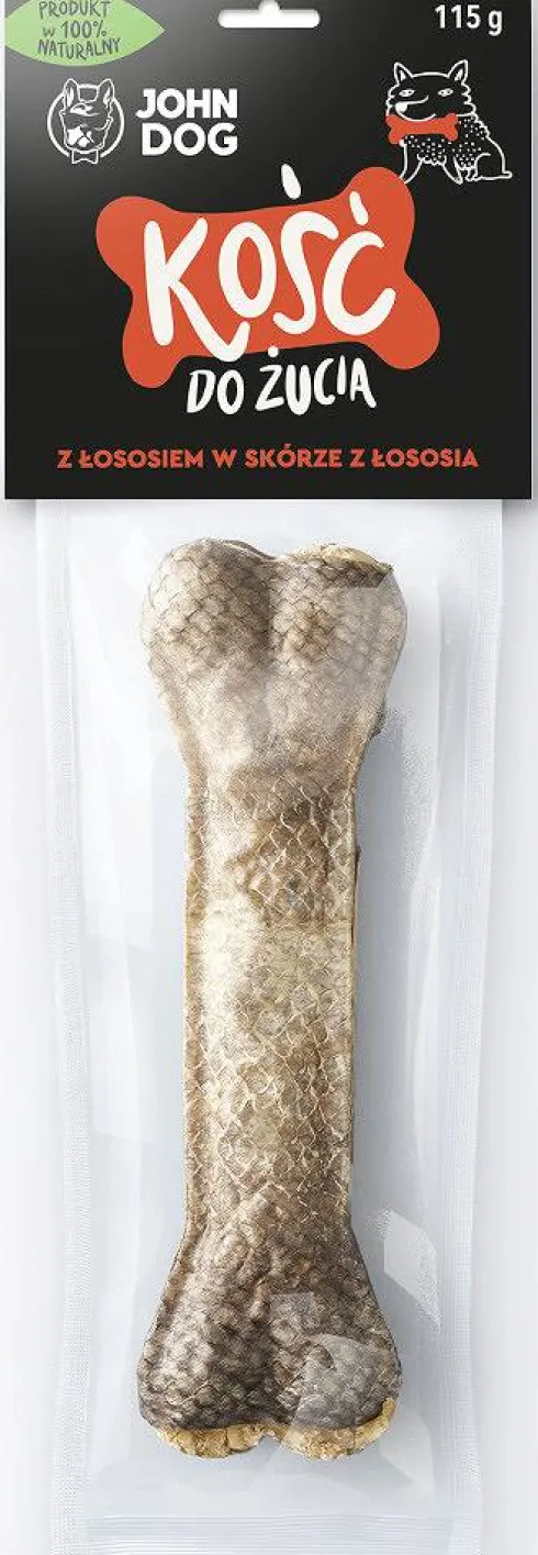 John Dog Kość z łososiem w skórze łososia dla psa 17cm op. 115g