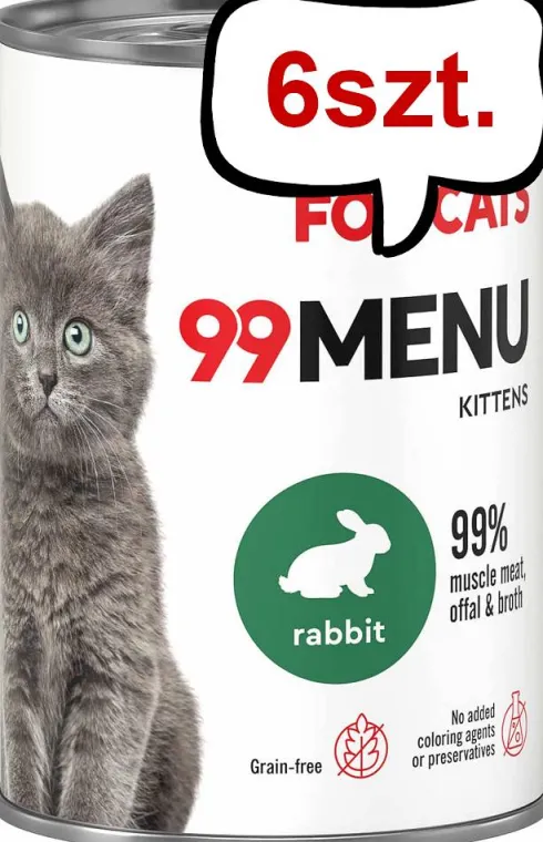 John Dog 99 Menu Kitten Rabbit Mokra Karma dla kociąt op. 400g Pakiet 6szt.