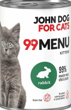 John Dog 99 Menu Kitten Rabbit Mokra Karma dla kociąt op. 400g Pakiet 6szt.