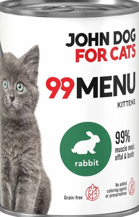 John Dog 99 Menu Kitten Rabbit Mokra Karma dla kociąt op. 400g Pakiet 6szt.