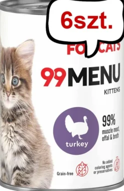 John Dog 99 Menu Kitten Turkey Mokra Karma dla kociąt op. 400g Pakiet 6szt.