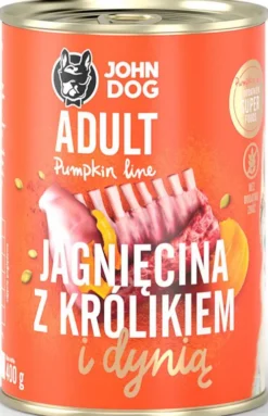 John Dog Pumpkin line Adult Jagnięcina z Królikiem i dynią Mokra Karma dla psa op. 400g
