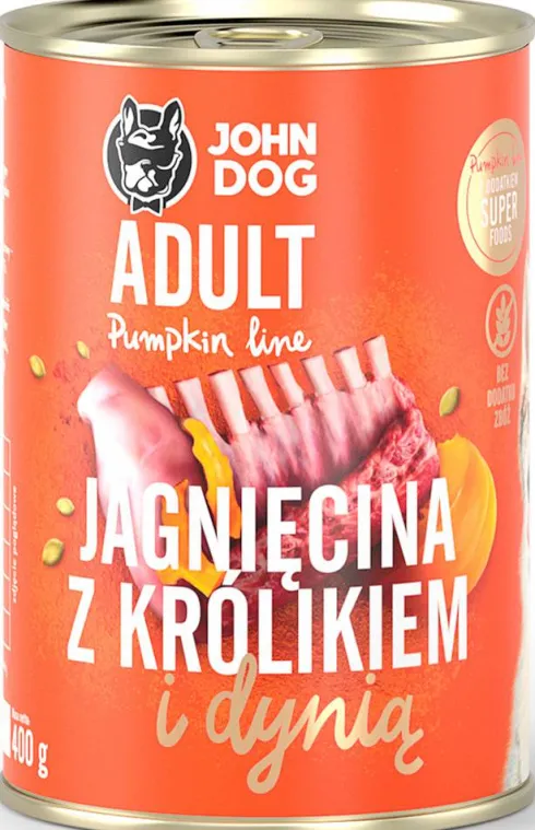 John Dog Pumpkin line Adult Jagnięcina z Królikiem i dynią Mokra Karma dla psa op. 400g