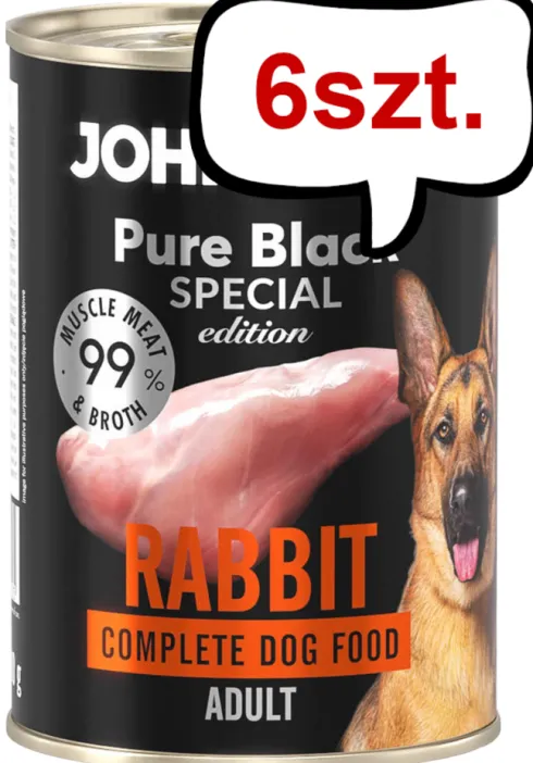 John Dog Pure Black Special Edition Adult Rabbit Mokra Karma dla psa op. 400g Pakiet 6szt.
