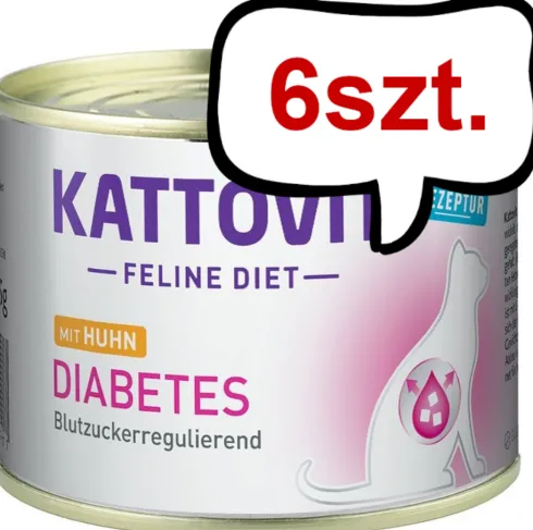 Kattovit Feline Diet Diabetes z kurczakiem (Huhn) Mokra Karma dla kota op. 185g Pakiet 6szt.