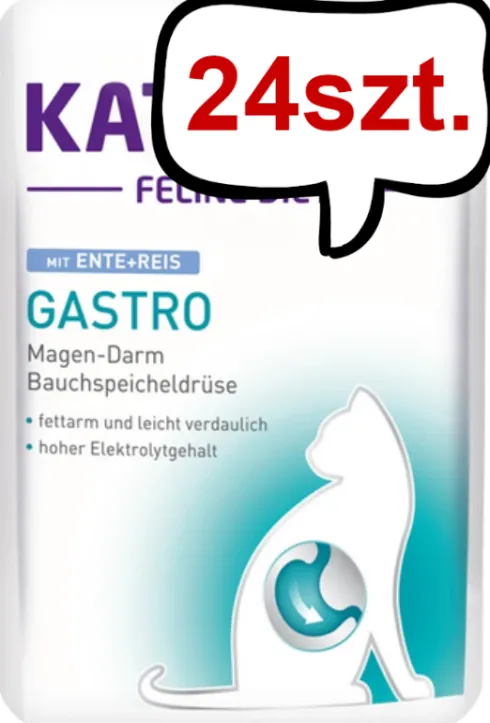 Kattovit Feline Diet Gastro z kaczką i ryżem (Ente+Reis) Mokra Karma dla kota op. 85g Pakiet 24szt.
