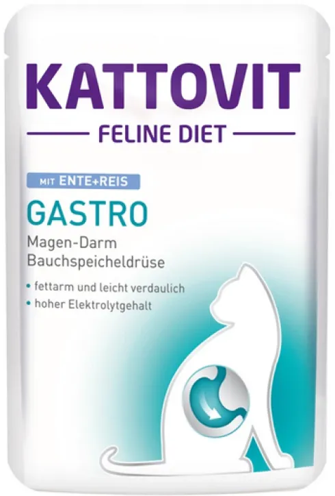 Kattovit Feline Diet Gastro z kaczką i ryżem (Ente+Reis) Mokra Karma dla kota op. 85g Pakiet 24szt.