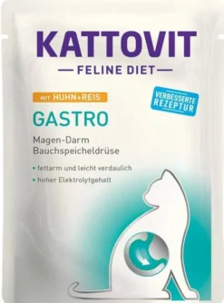 Kattovit Feline Diet Gastro z kurczakiem i ryżem (Huhn+Reis) Mokra Karma dla kota op. 85g Pakiet 24szt.