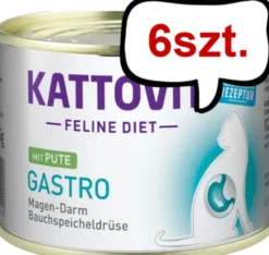 Kattovit Feline Diet Gastro z indykiem (Pute) Mokra Karma dla kota op. 185g Pakiet 6szt.