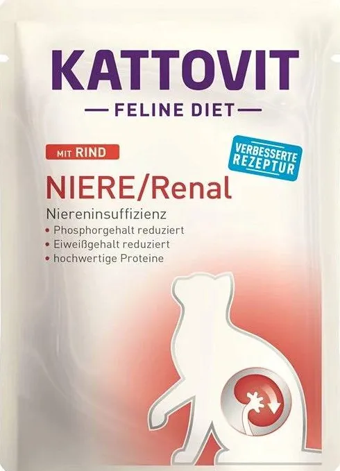 Kattovit Feline Diet Niere/Renal z wołowiną (Rind) Mokra Karma dla kota op. 85g