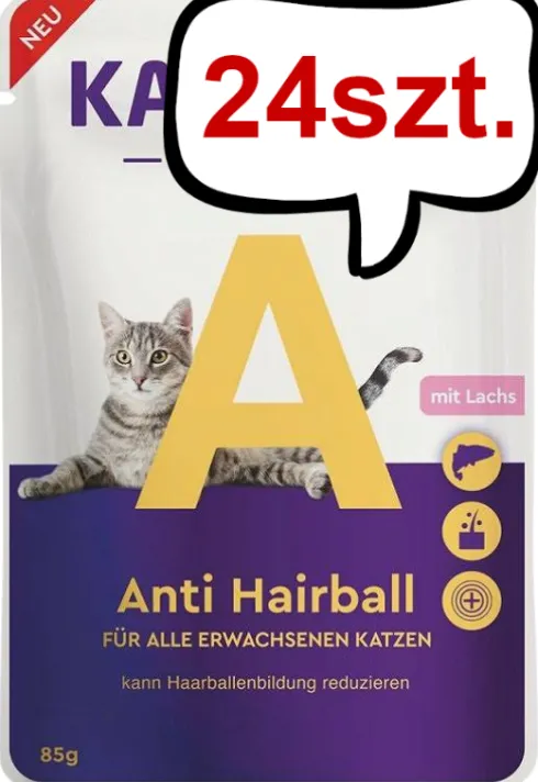 Kattovit Vital Care Anti Hairball z łososiem (Lachs) Mokra Karma dla kota op. 85g Pakiet 24 szt.