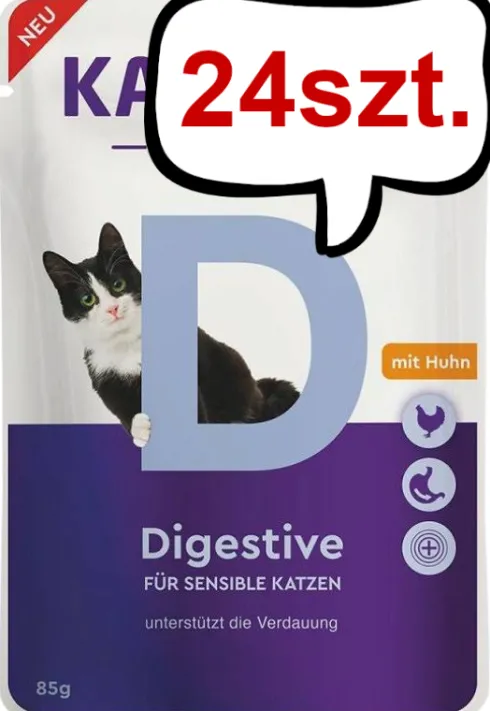 Kattovit Vital Care Digestive z kurczakiem (Huhn) Mokra Karma dla kota op. 85g Pakiet 24szt.