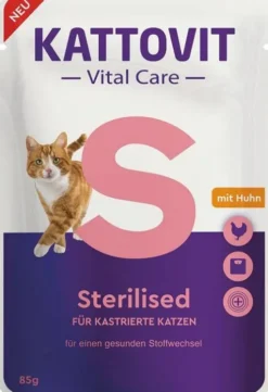 Kattovit Vital Care Sterilised z kurczakiem (Huhn) Mokra Karma dla kota op. 85g Pakiet 24szt.